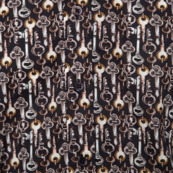 Pre Owned Dolce and Gabbana Sicilia Brown Key Printed Cotton Long Sleeve Button Front Shirt L