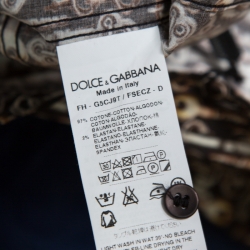 Pre Owned Dolce and Gabbana Sicilia Brown Key Printed Cotton Long Sleeve Button Front Shirt L