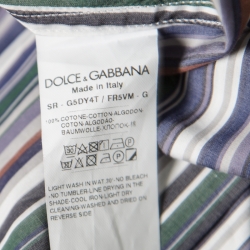 Pre Owned Dolce and Gabbana Gold Multicolor Striped Cotton Johnny Depp Shirt L