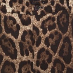 Pre Owned بنطلون دولتشي أند غابانا مدبب قطن متمدد بنقوش فهد بني L