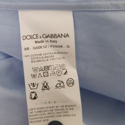 Pre Owned Dolce and Gabbana Gold Blue Crown Logo Embroidered Button Down Shirt L