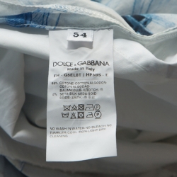 Pre Owned Dolce and Gabbana Blue Printed Cotton Thobe XXL