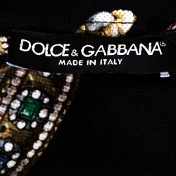 Dolce & Gabbana Black Crown Print Cotton Polo T-Shirt L