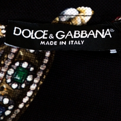 Pre Owned Dolce & Gabbana Black Crown Print Cotton Polo T-Shirt L