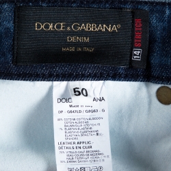 Pre Owned بنطلون جينز دولتشي أند غابانا دنيم مرن نمط باهت متوسط أزرق داكن 14 مقاس كبير (لارج)
