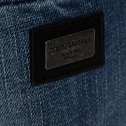 Pre Owned بنطلون جينز دولتشي أند غابانا دنيم مرن نمط باهت متوسط أزرق داكن 14 مقاس كبير (لارج)