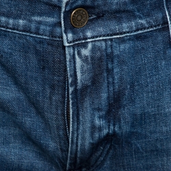 Pre Owned بنطلون جينز دولتشي أند غابانا دنيم مرن نمط باهت متوسط أزرق داكن 14 مقاس كبير (لارج)