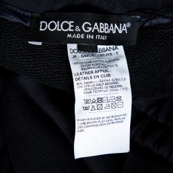 Pre Owned بنطلون رياضي دولتشي أند غابانا مزين بلوحة فضية محفور عليها شعار الماركة قطن أزرق كحلي مقاس إيطالي 50