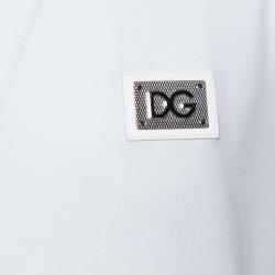 Pre Owned Dolce & Gabbana White Cotton Logo Patch T Shirt IT 44