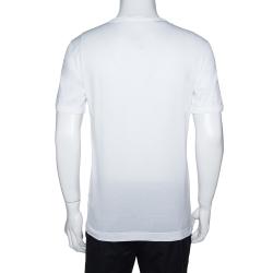Pre Owned Dolce & Gabbana White Cotton Logo Patch T Shirt IT 44