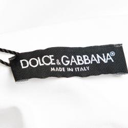 Pre Owned Dolce & Gabbana White Cotton Logo Patch T Shirt IT 44