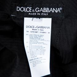Pre Owned Dolce & Gabbana Black Stretch Silk and Wool Blend Waistband Tailored Trousers IT 44