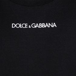 Pre Owned تي شيرت دولتشي آند غابانا مزين بشعار الماركة و بلا أكمام قطن أسود مقاس إيطالي 46