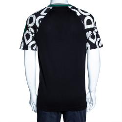 مملوكة مسبقًا Dolce & Gabbana Black DG Mania Print Cotton Jersey Crew Neck T Shirt XL