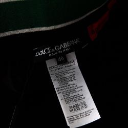 مملوكة مسبقًا بنطلون رياضي دولتشي أند غابانا مزين بتريكو مرن قطن مطبوع دي جي مانيا أسود مقاس إيطالي 46