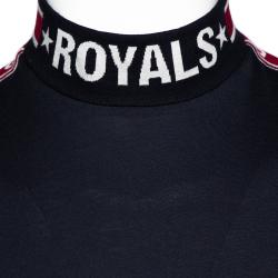 مملوكة مسبقًا Dolce & Gabbana Dark Blue Cotton Logo Bands Mock Neck T Shirt IT 56