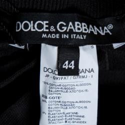 Pre Owned Dolce & Gabbana Black Cotton Blend Drawstring Waist Track Pants IT 44