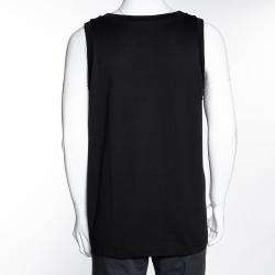 مملوكة مسبقًا تي شيرت دولتشي أند غابانا قطن أسود بالشعار بلا أكمام مقاس إيطالي 48