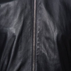 Pre Owned Dolce & Gabbana Black Leather Zip Front Bomber Jacket XL