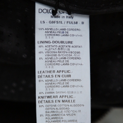 Pre Owned Dolce & Gabbana Black Leather Zip Front Bomber Jacket XL