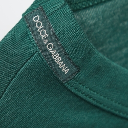Pre Owned Dolce & Gabbana Green Crown Bee Flock Print Cotton T-Shirt M