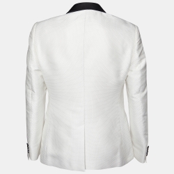 Pre Owned Dolce & Gabbana White Jacquard Martini Tuxedo Jacket L