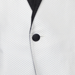 Pre Owned Dolce & Gabbana White Jacquard Martini Tuxedo Jacket L