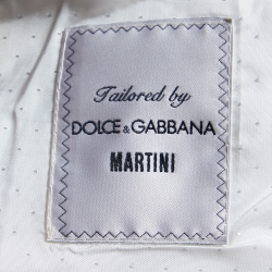 Pre Owned Dolce & Gabbana White Jacquard Martini Tuxedo Jacket L