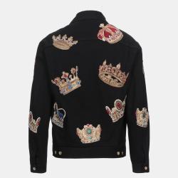 Dolce & Gabbana Black Embroidered Denim Jacket XS (IT 44)