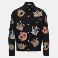 Dolce & Gabbana Black Embroidered Denim Jacket XS (IT 44)