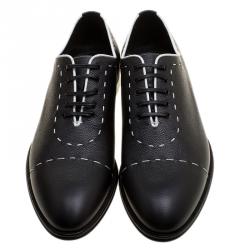 Dolce and Gabbana Black Leather Sicilia Stitch Detail Oxfords Size 44