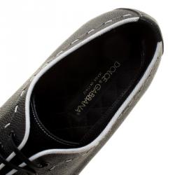 Dolce and Gabbana Black Leather Sicilia Stitch Detail Oxfords Size 44