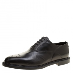 Dolce and Gabbana Black Leather Marsala Oxfords Size 44