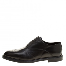 Dolce and Gabbana Black Leather Marsala Oxfords Size 44