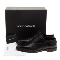 Dolce and Gabbana Black Leather Marsala Oxfords Size 44