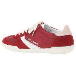 Pre Owned Dolce and Gabbana Red Suede and Leather Sneakers Size 44