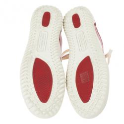 Pre Owned Dolce and Gabbana Red Suede and Leather Sneakers Size 44