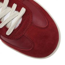 Pre Owned Dolce and Gabbana Red Suede and Leather Sneakers Size 44