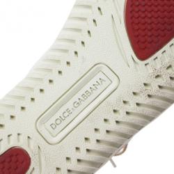 Pre Owned Dolce and Gabbana Red Suede and Leather Sneakers Size 44