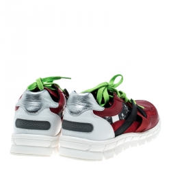 مملوكة مسبقًا Dolce and Gabbana Multicolor Leather and Skull and Crossbone Print Canvas Jamaica Sneakers Size 43.5