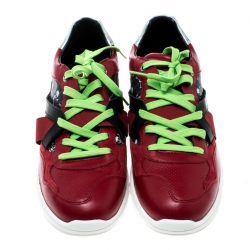 مملوكة مسبقًا Dolce and Gabbana Multicolor Leather and Skull and Crossbone Print Canvas Jamaica Sneakers Size 43.5