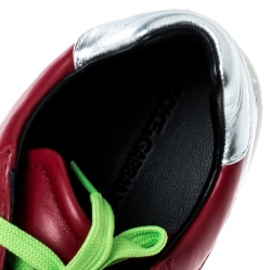 مملوكة مسبقًا Dolce and Gabbana Multicolor Leather and Skull and Crossbone Print Canvas Jamaica Sneakers Size 43.5