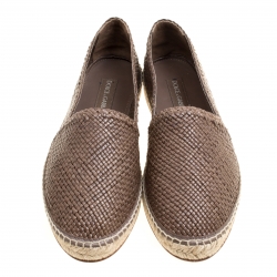 Pre Owned Dolce & Gabbana Brown Braided Leather Espadrilles Size 42