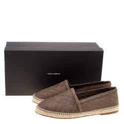 Pre Owned Dolce & Gabbana Brown Braided Leather Espadrilles Size 42