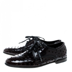 Dolce and Gabbana Burgundy Perforated Derby Size 42
