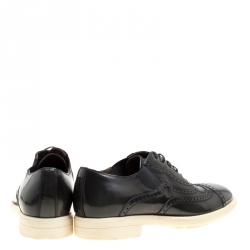 Dolce and Gabbana Black Brogue Leather Milano Oxfords Size 40