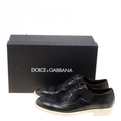 Dolce and Gabbana Black Brogue Leather Milano Oxfords Size 40