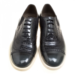 Dolce and Gabbana Black Brogue Leather Milano Oxfords Size 40