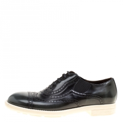 Dolce and Gabbana Black Brogue Leather Milano Oxfords Size 40
