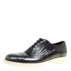 Dolce and Gabbana Black Brogue Leather Milano Oxfords Size 40